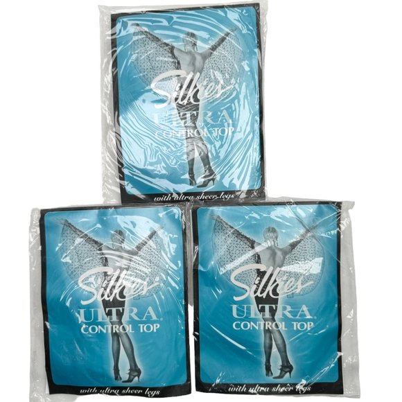 VTG Silkies Ultra Control Top Pantyhose Size M Natural Lot of 3 Pairs 030201 NOS - Picture 5 of 5